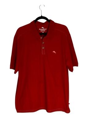 Tommy Bahama Deep Red Short Sleeve Polo with Dolphin Logo